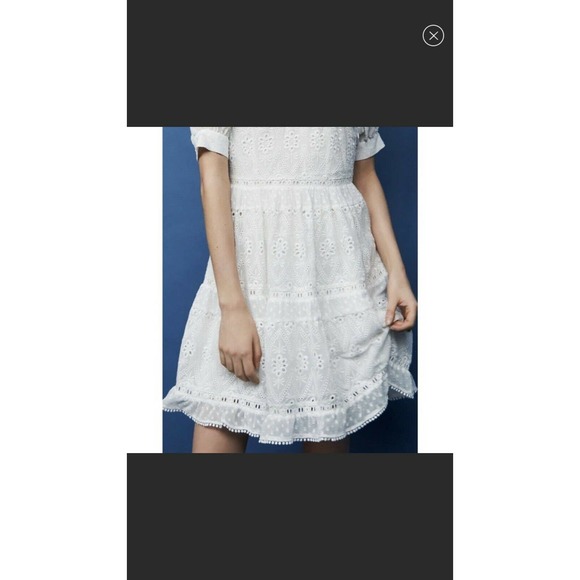 Maje Revery White Lace V Neck Collar Dress Size 3 - Picture 3 of 12